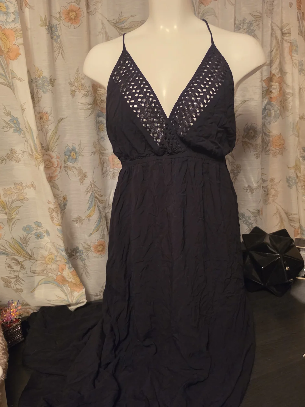 Victoria's Secret Black Crochet-Detail Maxi Dress - Picture 1 of 4